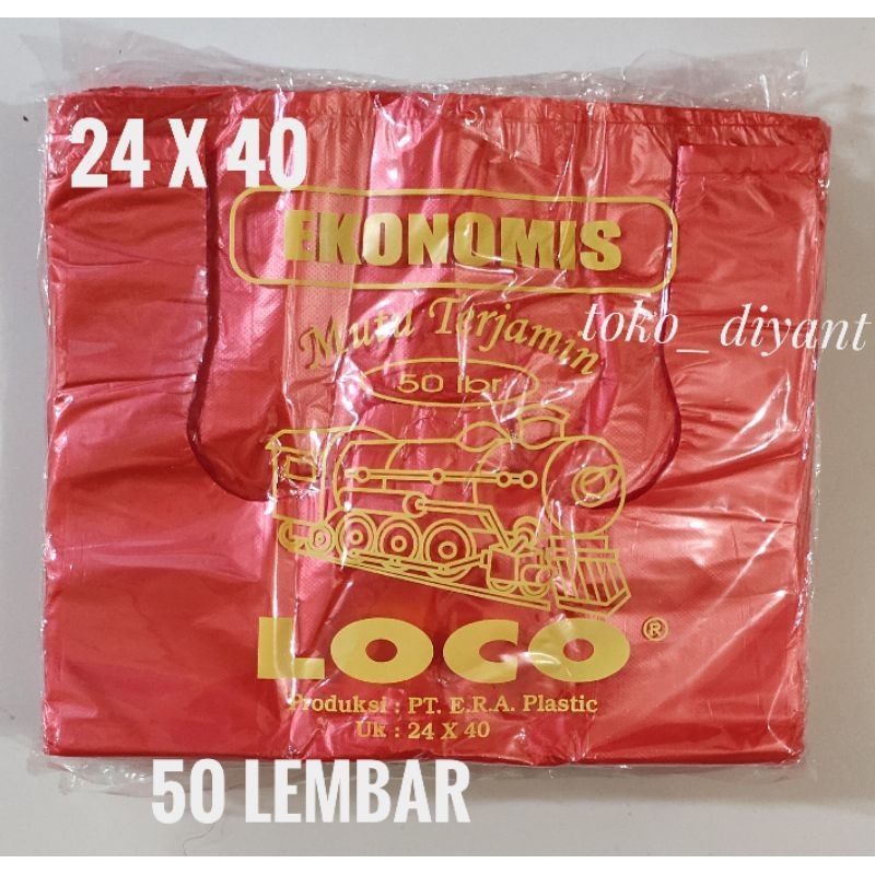 kantong Plastik loco ekonomis merah uk 24x40