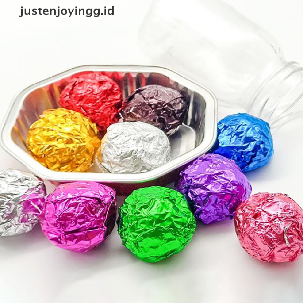 // justenjoyingg.id // 100Pcs Foil Candy Package Paper Chocolate Aluminum Candy Sugar Food Tin Paper ~