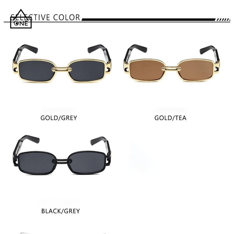 COD❤️Kacamata Hitam Retro Pria Dan Wanita Korean Ulzzang Gaya Wanita Rectangle Shades Retro Sunglasses antiradiasi A one