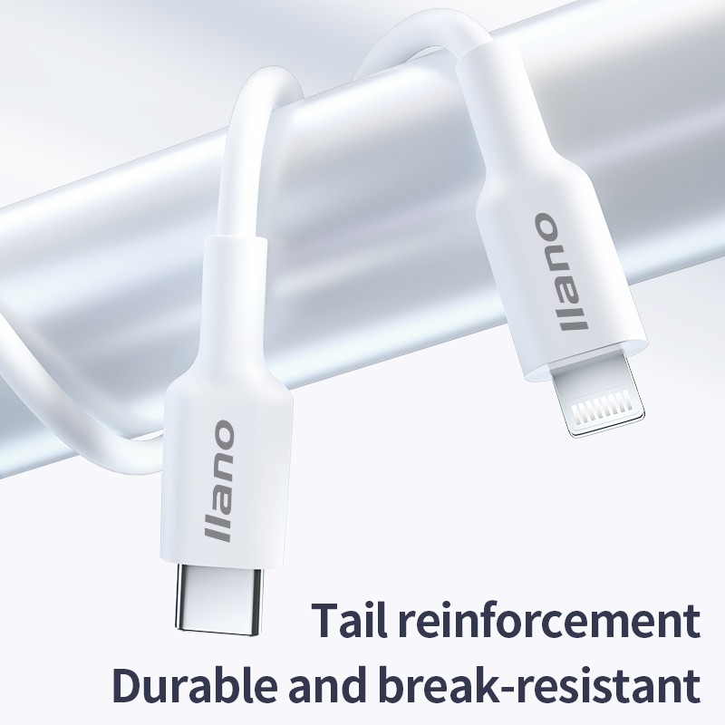 

llano MFI Kabel Data / Charger Lightning 1.2m Warna Putih untuk iPhone / iPad / Pro