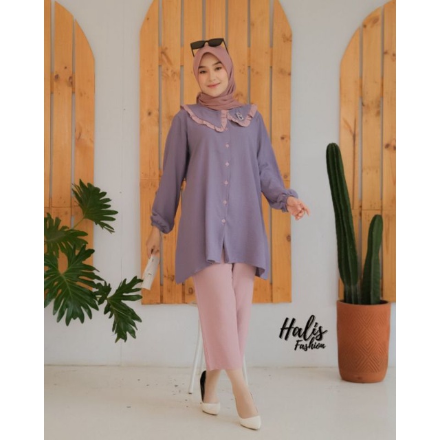 Oneset Zara ORI Halis, setelan celana, crincle halis