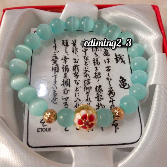 GELANG BATU MATA KUCING ASLI MOTIF TERATAI