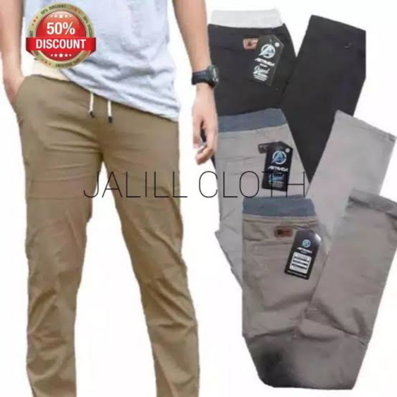 TERMURAH CELANA PANJANG PRIA CHINO RIP PANJANG/Celana Chino chinos slim fit panjang pinggang karet rip celana kerja kantor/celana santai pria/celana harian pria