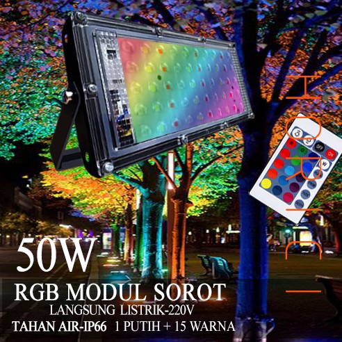 50W RGB LAMPU SOROT LAMPU HIAS / TEMBAK LED SLIM 50 WATT / LED FLOODLIGHT 50 WATT AC 220V KAP SOROT