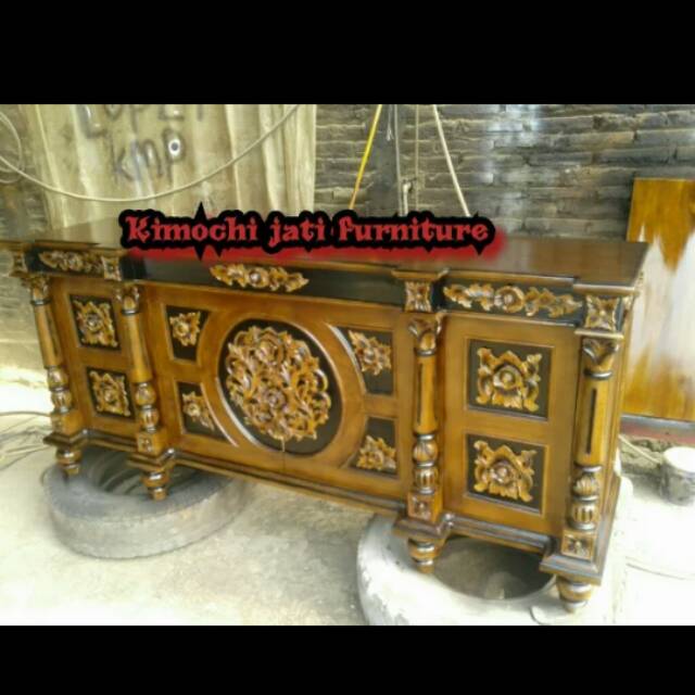 Buffet tv nusantara, buffet tv mewah jati mebel jepara