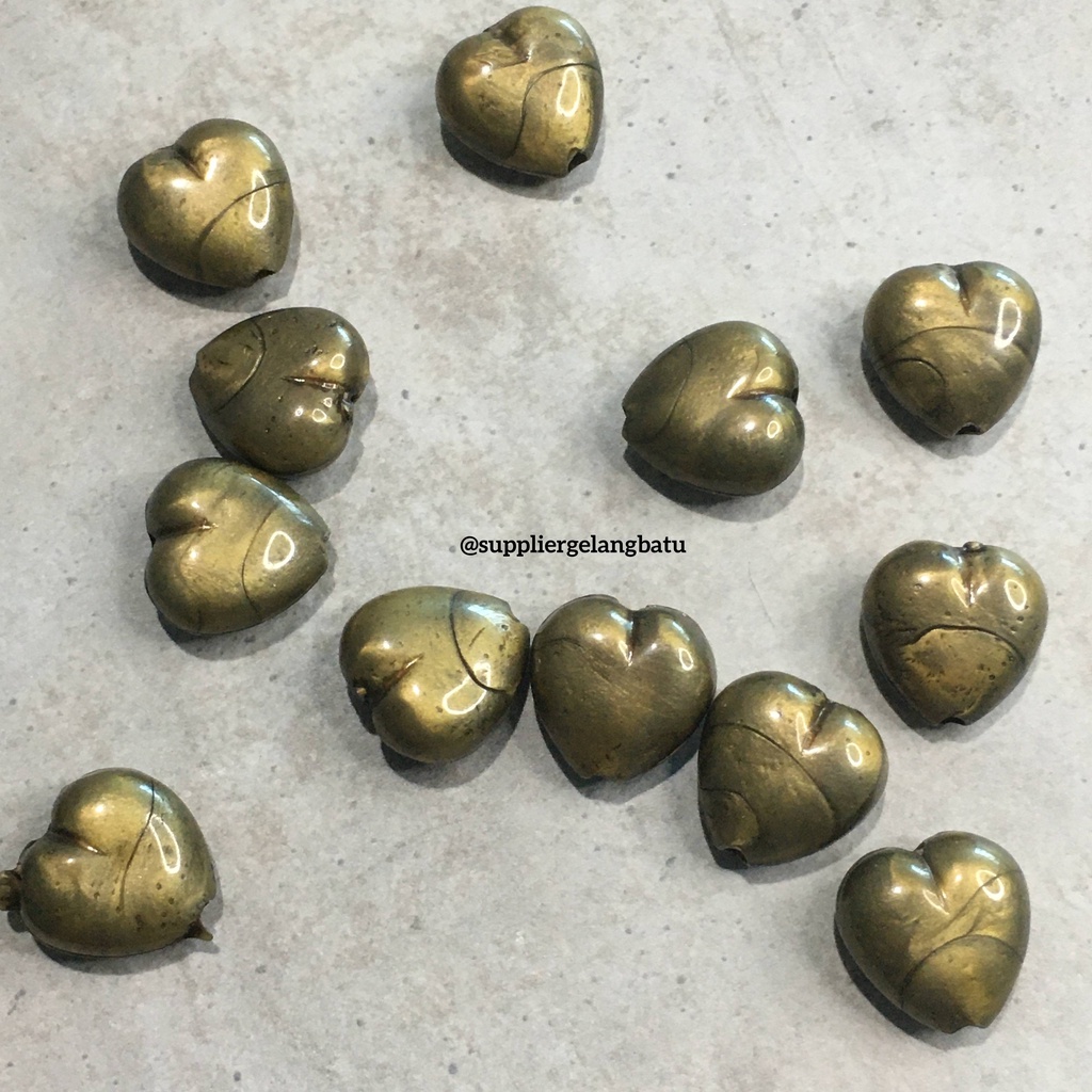 manik spacer LOVE bakar 10mm bronze bronzo aksesoris anti karat 1cm