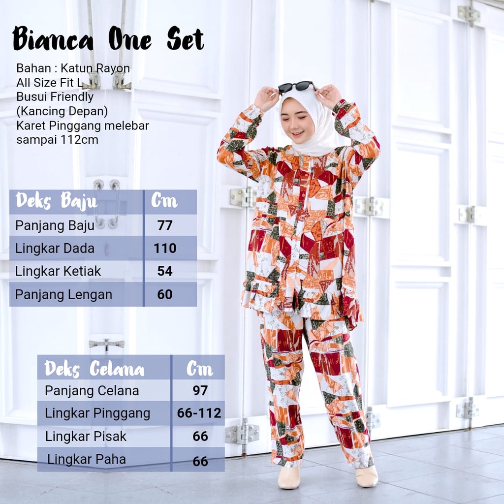 Piyama Dewasa - One Set Kekinian - Setelan Wanita Abstrak - Bianca One Set - One Set Katun Rayon