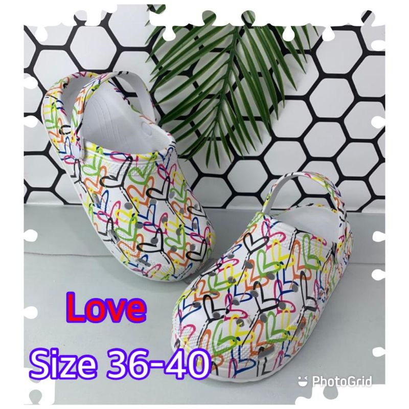 Sandal Baim Bea Clog Printing Wanita Limited Edition Love