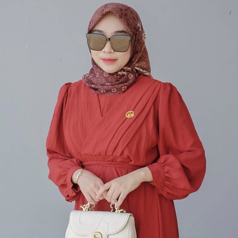 DYN -  Basic Fathia Dress - Gamis Polos Crinkle Busui Friendly-1