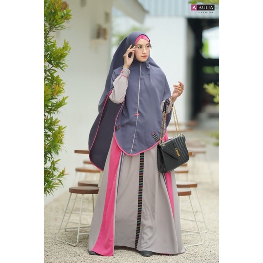 Aulia Fashion Set Gamis Busui Syari Premium Alayya Cloud Grey New