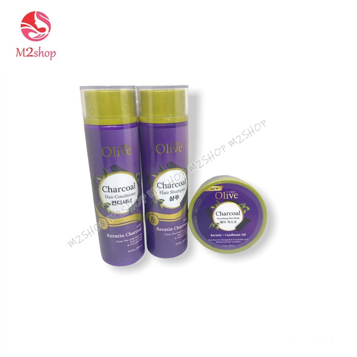 [3IN1] Paket 3in1 Sampo - Kondisioner - Hair Mask SYB OLIVE Charcoal