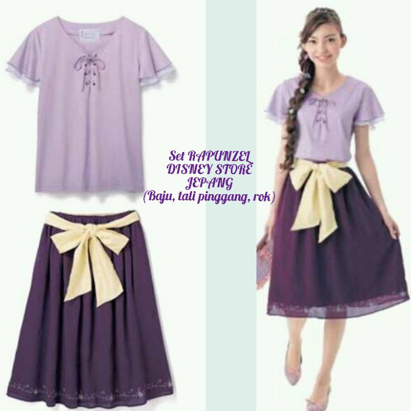 set baju cantik rapunzel tangled original asli disney jepang