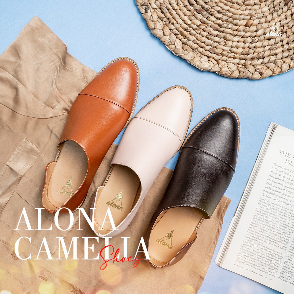 FLATSHOES SEPATU LOAFERS KULIT ASLI WANITA ALONA CAMELIA PREMIUM QUALITY LEATHER SHOES