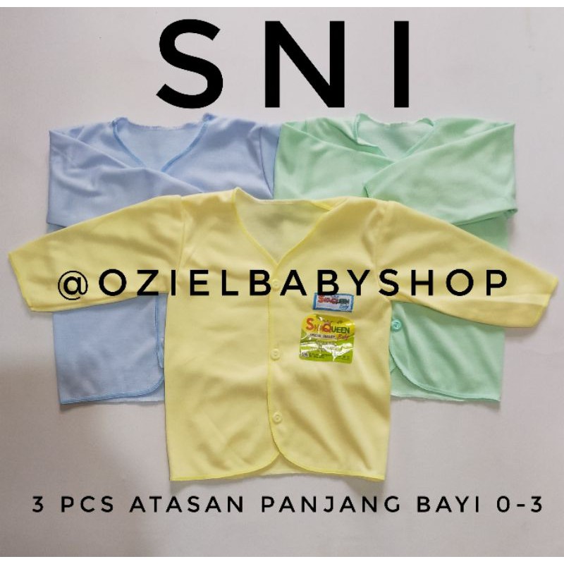 baju bayi / atasan bayi baru lahir SNI 3 pcs polos usia  0-6 bulan