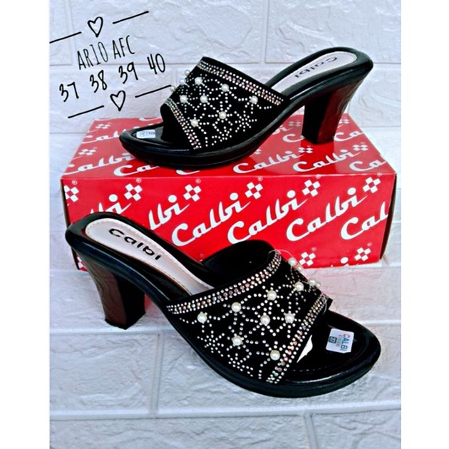 [PROMO TAHUN BARU] SANDAL WANITA CALBI HEELS / SANDAL PESTA-Mutiara bunga heel