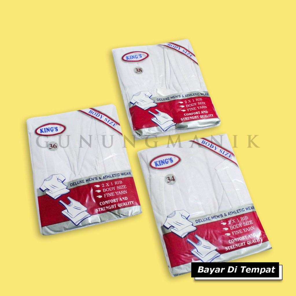 PAKAIAN DALAM PRIA SINGLET ISI 3 PCS DEWASA SINGLET KING MOTIF SALUR POLOS