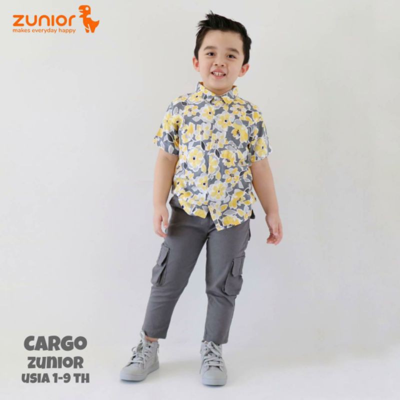 Celana Anak Cargo Anak Zunior Premium Abu-Abu 1-12 Tahun