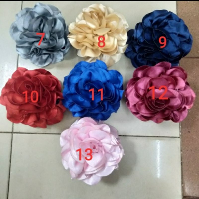 Jepit Bunga 2in1 Bunga Mawar Satin-Headpiece Bunga Satin