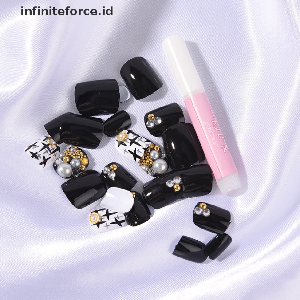 Infiniteforce.id 24Pcs / Set Kuku Palsu Akrilik Full Cover Untuk Nail Art