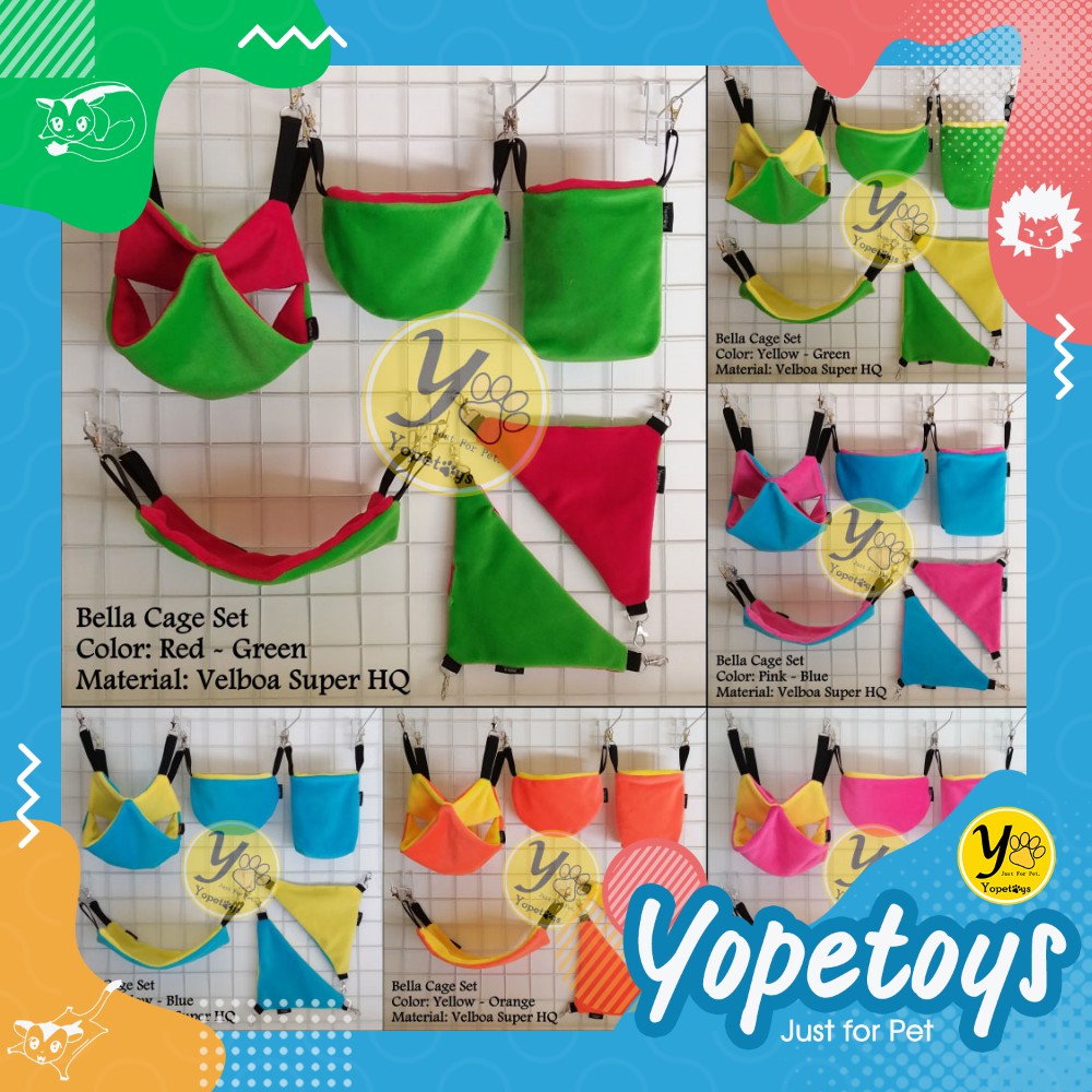 Bella Cage Set Aksesoris Sugar Glider sleeping pouch sugar glider hanging pouch tempat tidur sugar