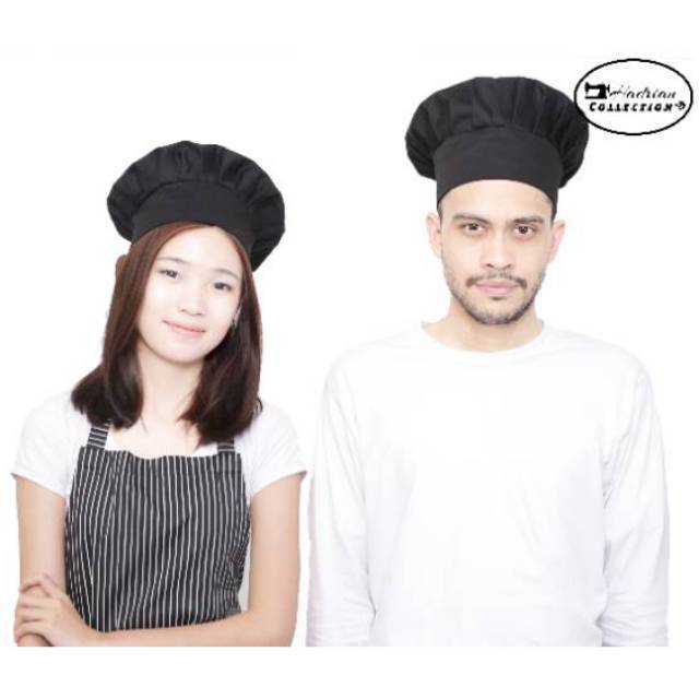 Topi Koki Topi Chef  Hat Chef Profesional Dewasa dan anak - Hitam Merah Putih ( Tersedia 26 varian warna )