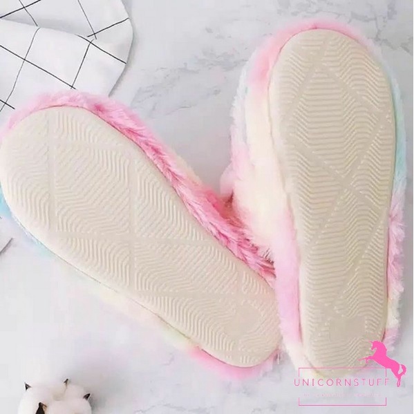 Sandal Tidur Slippers Flip Flop Selop Unicorn Bulu Kamar Anak Halus Perempuan Cewek Rainbow Kado Ulang Tahun Birthday Penutup Mata Plush Bandana