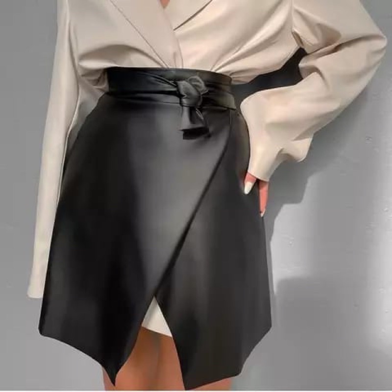 Rok mini wanita /skirt leather cross mode