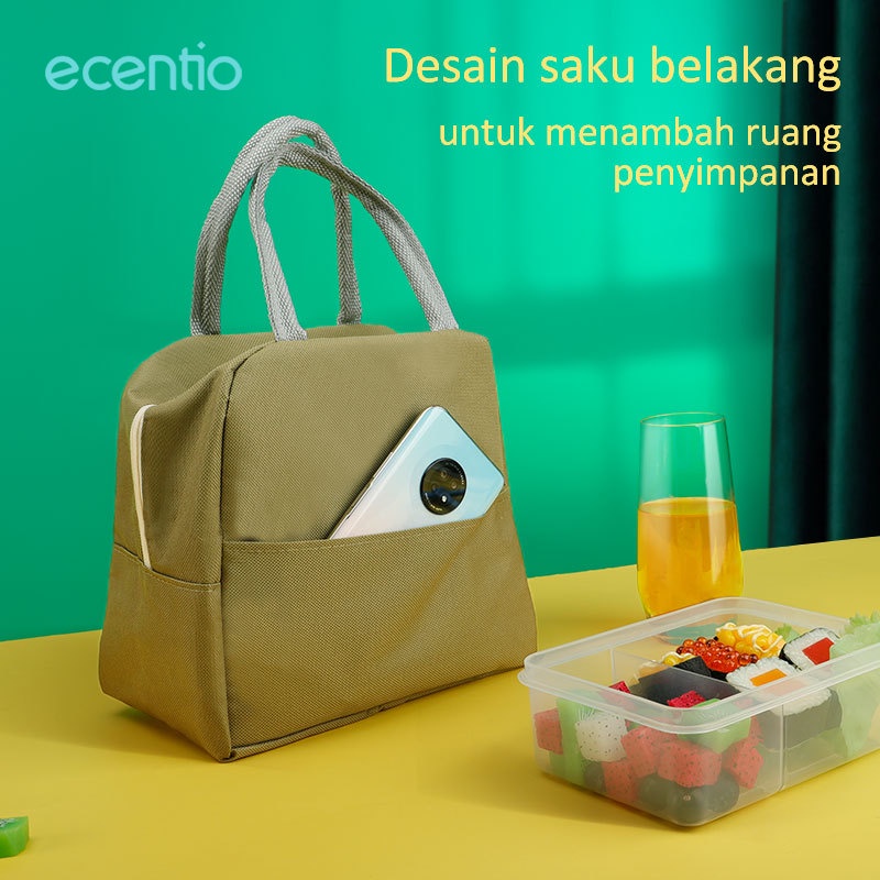 ecentio tas bekal lunch bag anti panas tas kotak makan siang sekolah portabe tas makan kapasitas besar lunch cooler bag