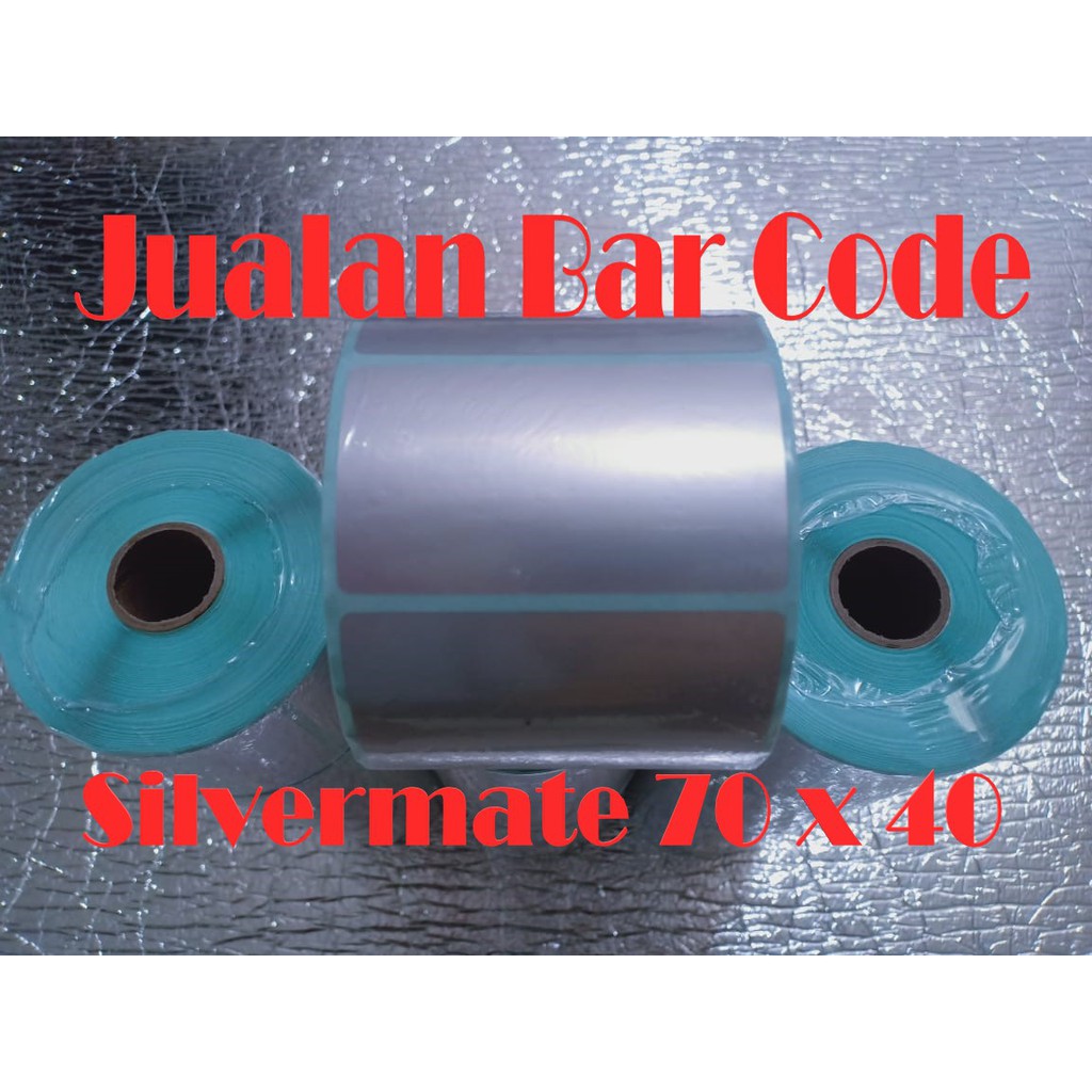 

STIKER LABEL BARCODE BAHAN SILVERMATE SILVER MATE 70x50 | 70 x 50 mm | 7 CM X 4 CM CORE 1