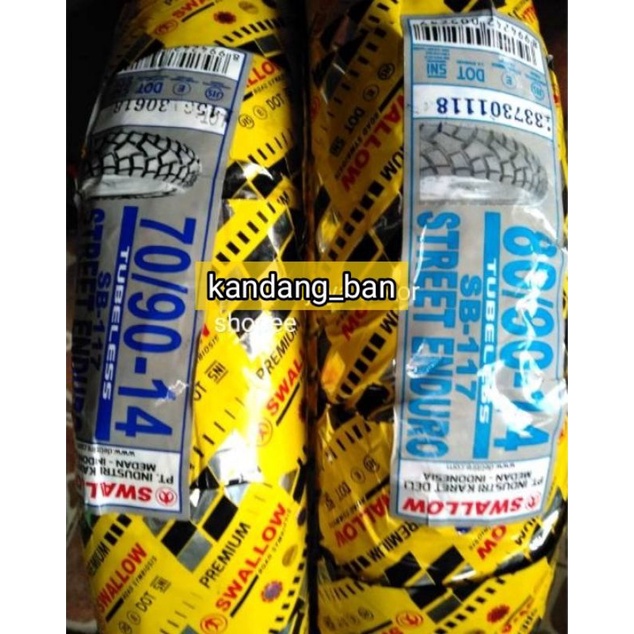 PAKET BAN TUBLES MATIC SWALLOW STREET ENDURO( SEMI CROSS) 70/90-14 + 80/90-14  BAN BARU 100% ORIGINAL, GRATIS PENTIL