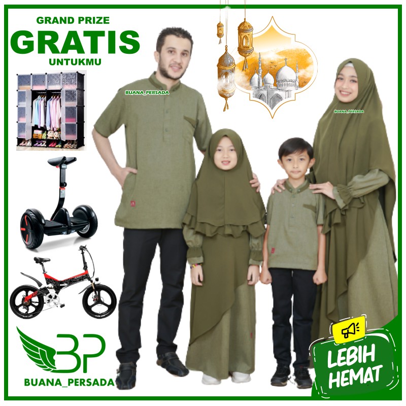 BAJU GAMIS SARIMBIT KELUARGA AYAH IBU DAN ANAK BAJU SERAGAM LEBARAN COPLE COUPLE KELUARGA MUSLIM RAY