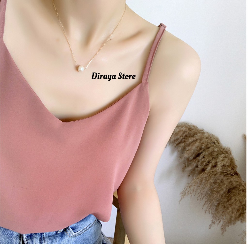 Diraya Tank Top Korean Style Bahan Crepe Catarina Premium-Pink Dusty