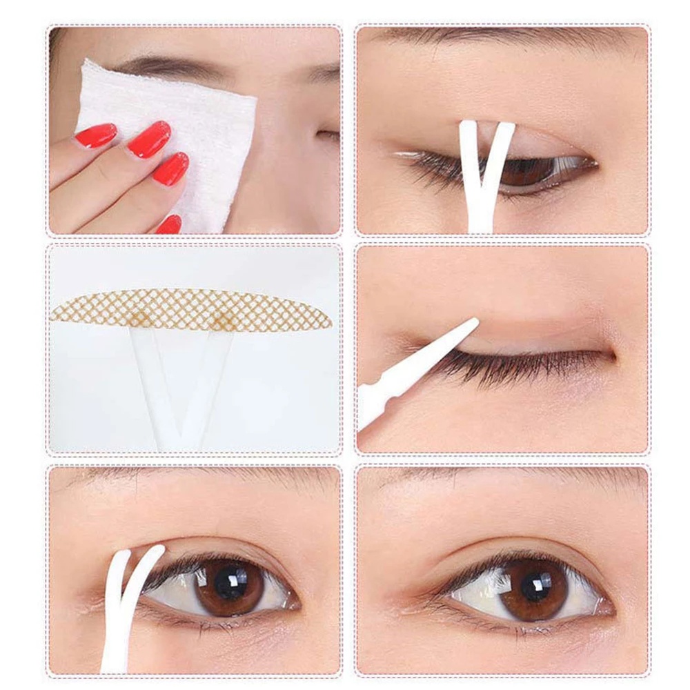 [1Pack Gauze Mesh-Lace Invisible Double-fold Eyelid Sticker ][Transparent Invisible Self-adhesive Eyelid Tape Sticker] [Make up Tools]