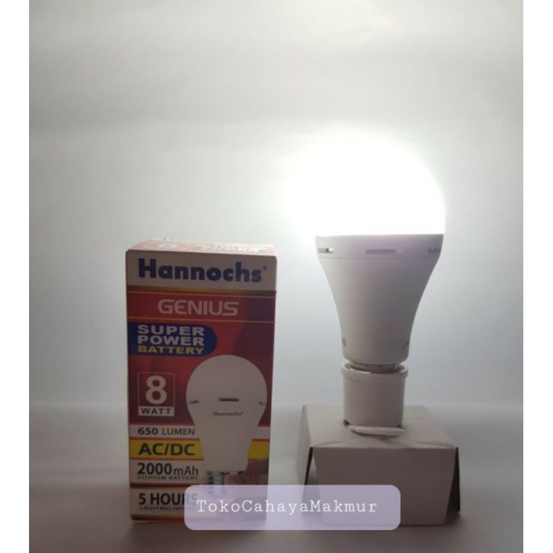 Lampu Emergency LED AC/DC Genius 8w 8watt Hannochs