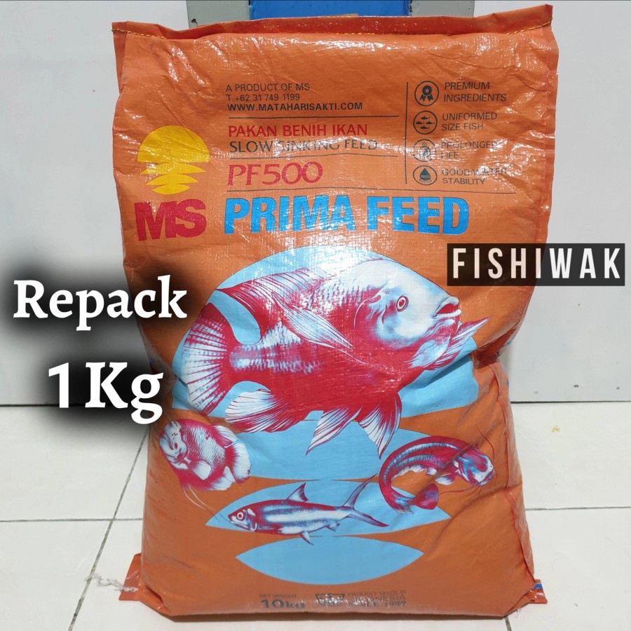PF 500 / PF500 Repack 1kg / 1 Kg pelet Prima Feed / Pakan Benih Ikan