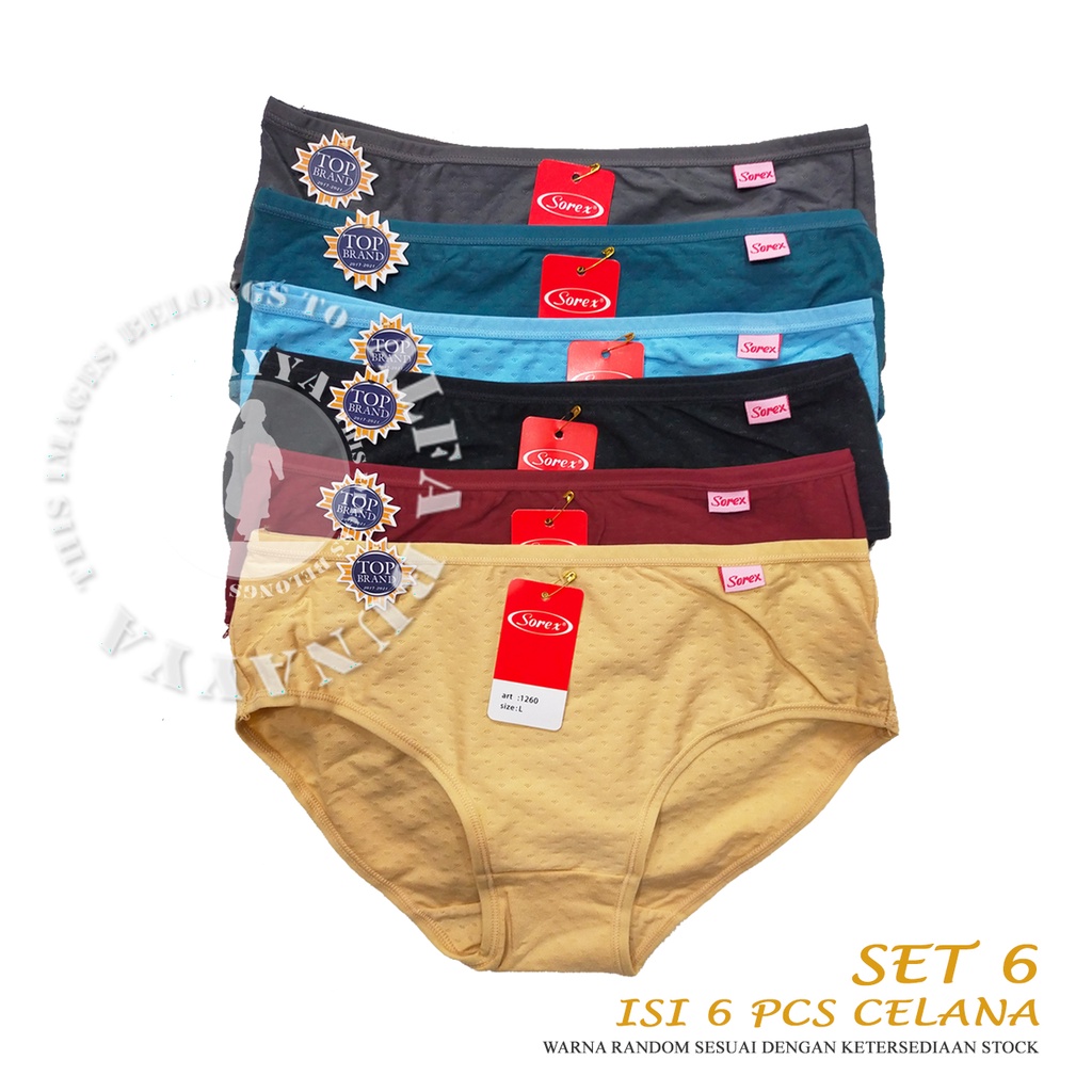 6 Pcs Celana Dalam Wanita SOREX 1260 - CD Underwear - Comfort Chic - Pakaian Dalam Wanita Katun Cotton