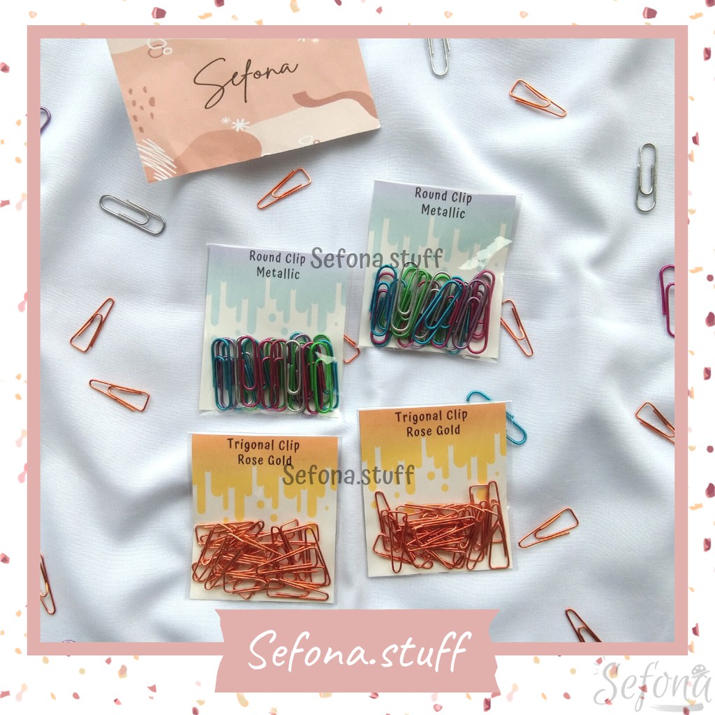 

20pcs Trigonal & Round Paper Clip / Klip / Penjepit Kertas Warna Metallic & Rose Gold Lucu Murah