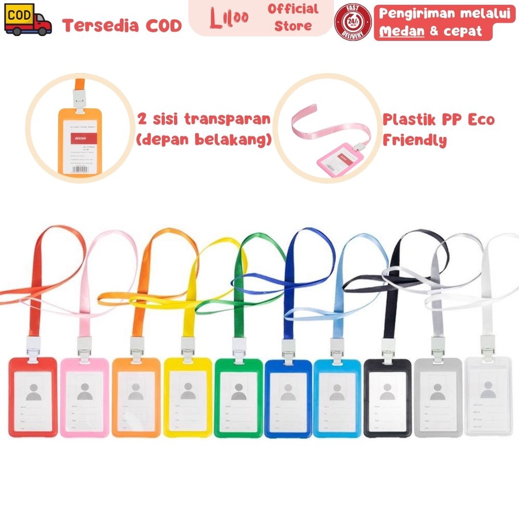 

Name Tag Flashee PP ID Card Holder PP Lanyard PP Gantungan Kartu Nama Panitia 2 Sisi