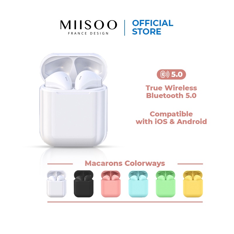 MIISOO i12 PRO Macaron TWS Earphone IZIN POSTEL TRUE Wireless STEREO Bluetooth HiFi-live