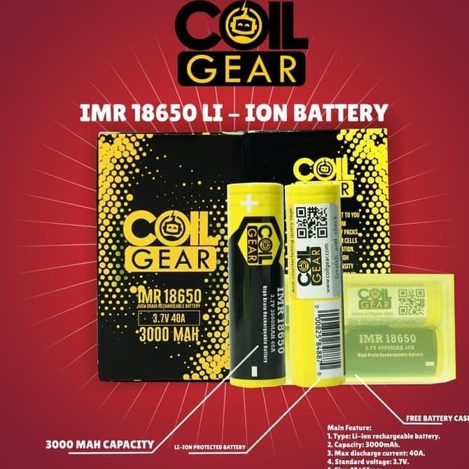 [Ready] Authentic Coil Gear 3000Mah 40A 18650 - Battery - Baterai Coilgear [Bg50N]