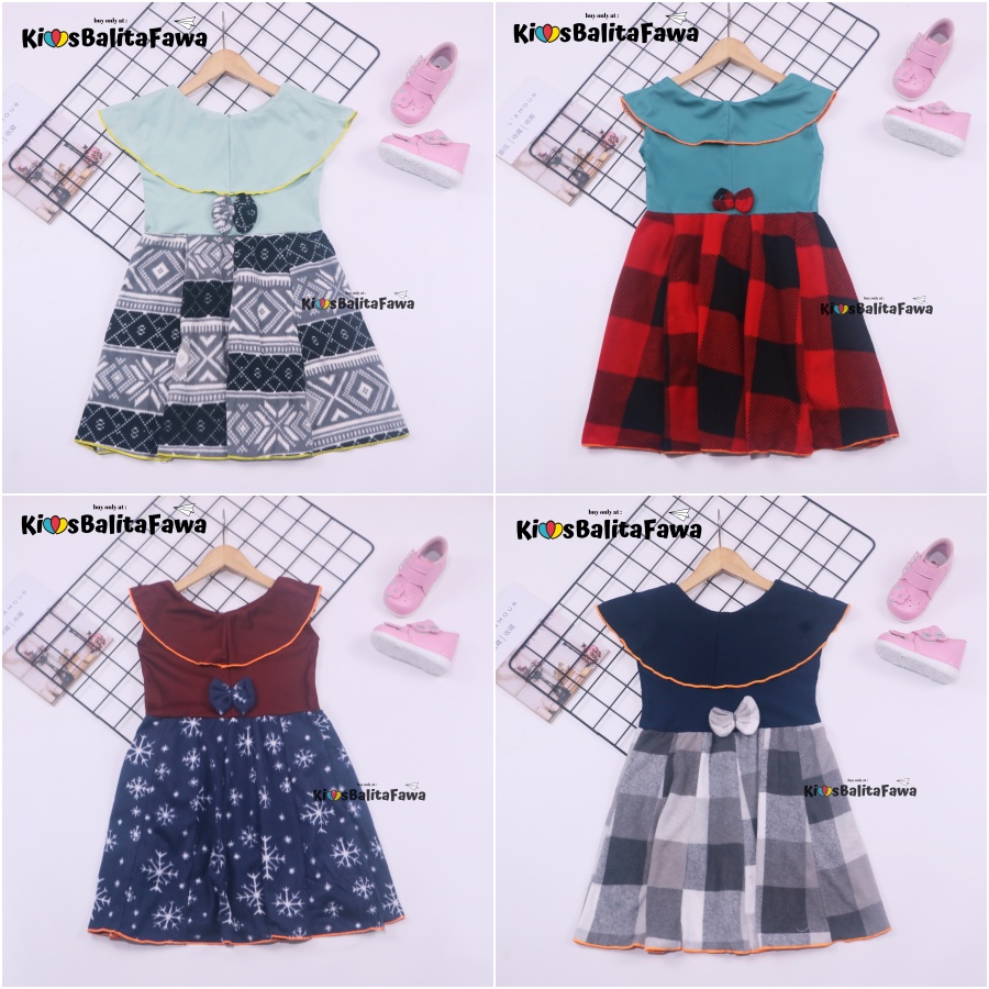 (BLUDRU FLANEL) Dress Cantika size Bayi - 7 Tahun / Baju Anak Perempuan Harian Yukensi Murah Grosir