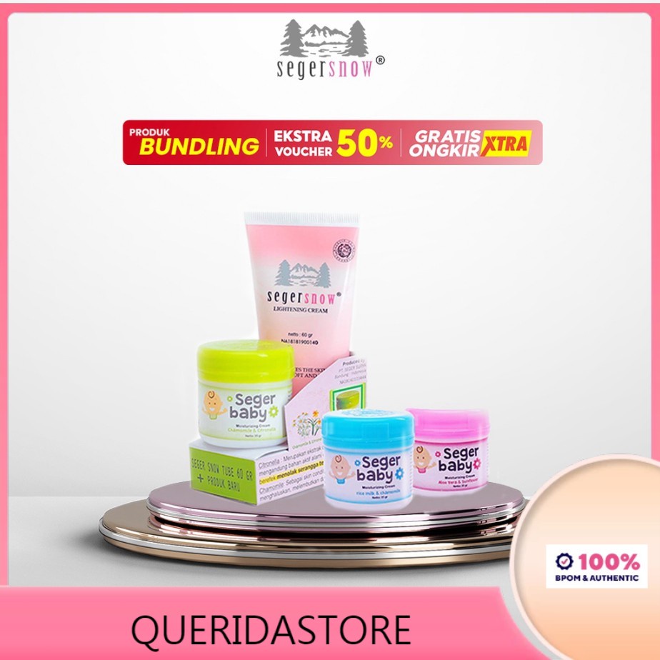 Paket Pemutih Wajah - Seger Snow Lightening Cream Tube  Krim Pelembab Bayi