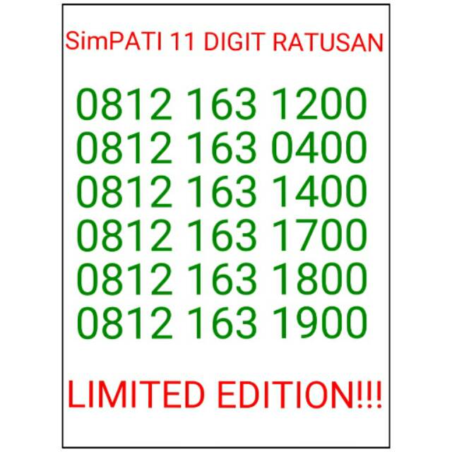 Nomor Cantik simPATI 11 Digit