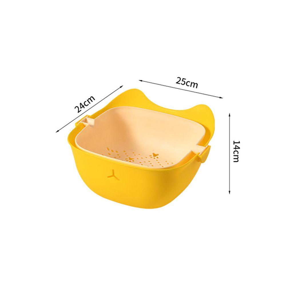 Solighter Double Drain Basket Kitchen Colander Alat Mangkuk Saringan