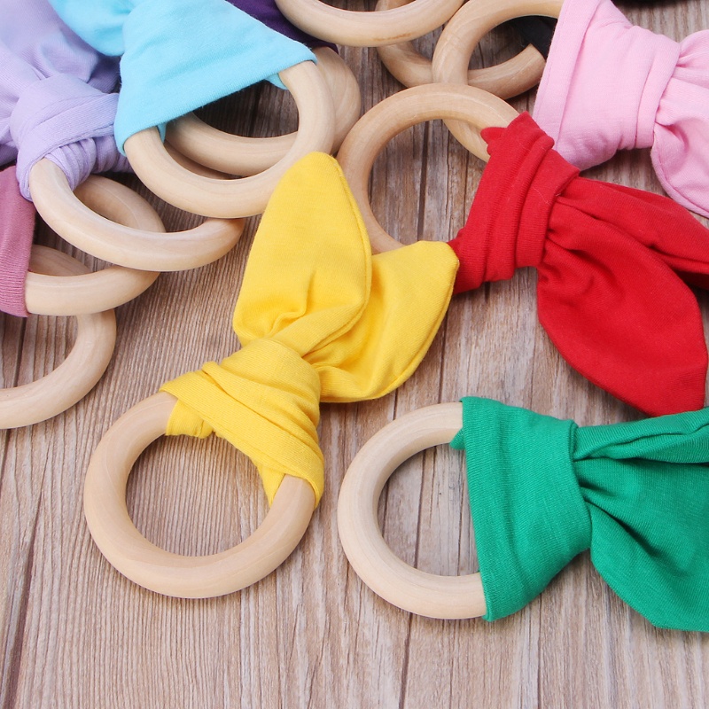 Mary Mainan Teether Bayi Bentuk Telinga Kelinci Bahan Kayu