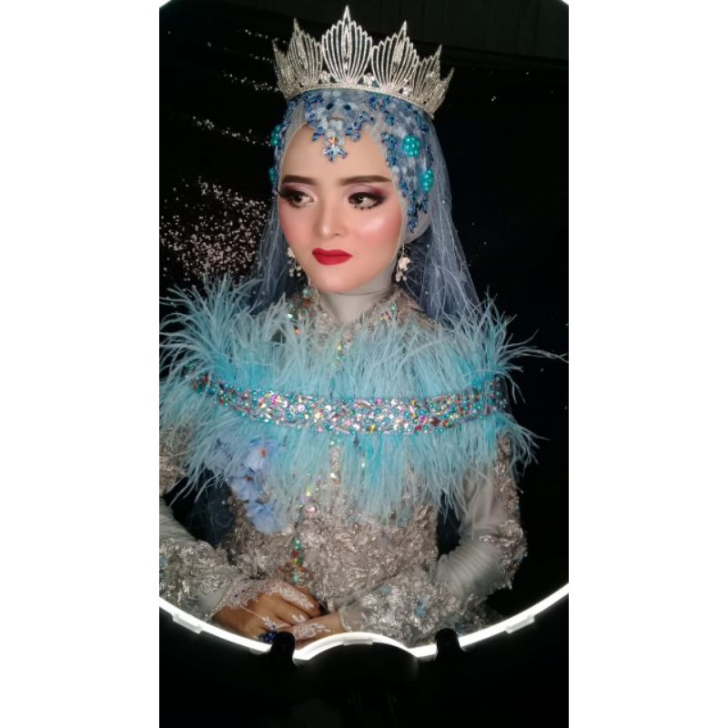 (COD) Hiasan bulu hiasan gown hiasan dada full diamond blink+mutiara