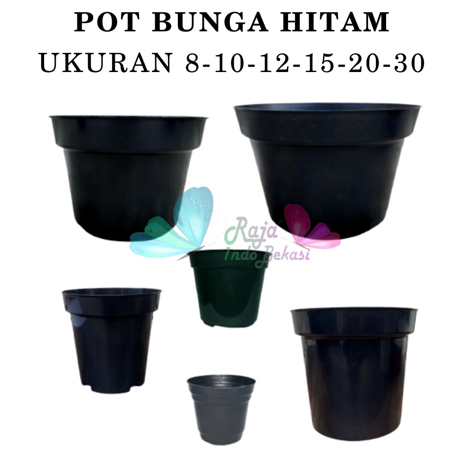TERMURAH Pot Hitam Ukuran 30cm 25cm 20cm 12cm 10cm 8cm Pot bunga plastik murah Pot Bibit Besar Mini Kecil GROSIR