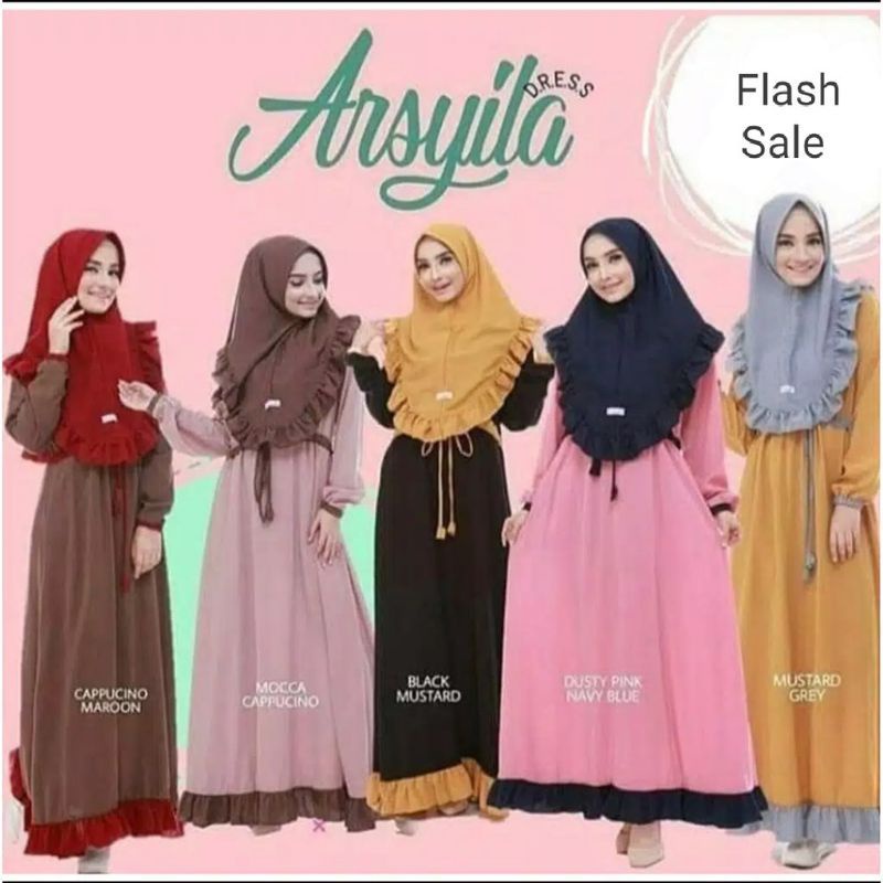 cuci gudang gamis arsyila syari set khima