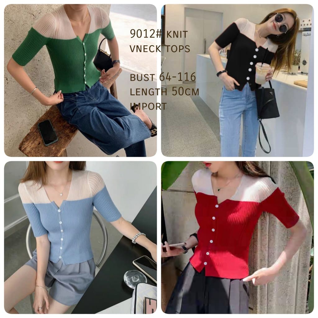 NGJ 3M 9012 BLOUSE KNIT VNECK TOPS PREMIUM FASHION IMPORT THREE M TM