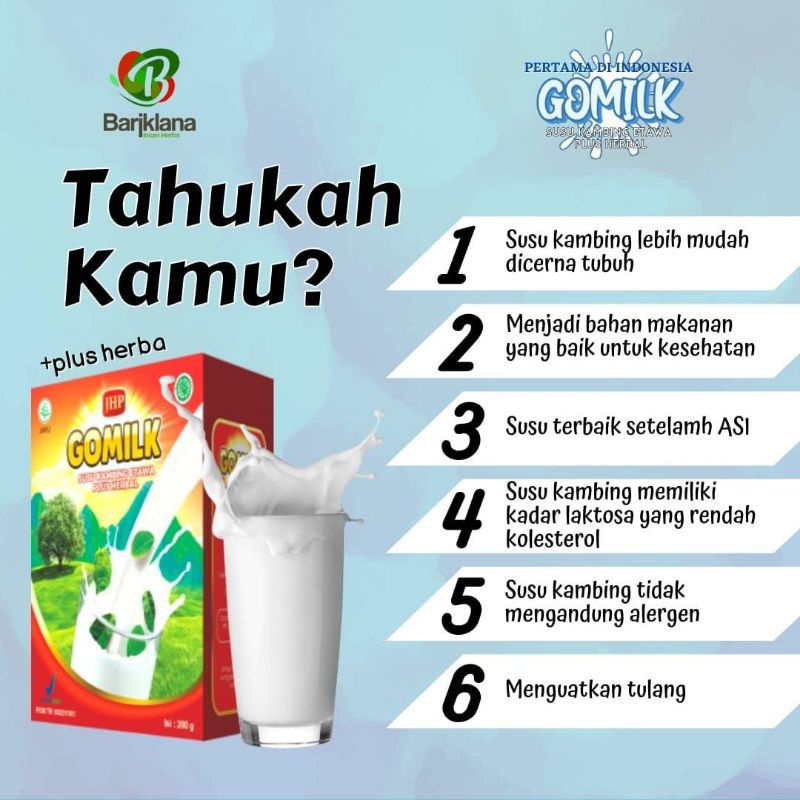 GOMILK 1 kg / GOMILK SUSU KAMBING ETAWA PLUS HERBAL DAUN KELOR / SUSU